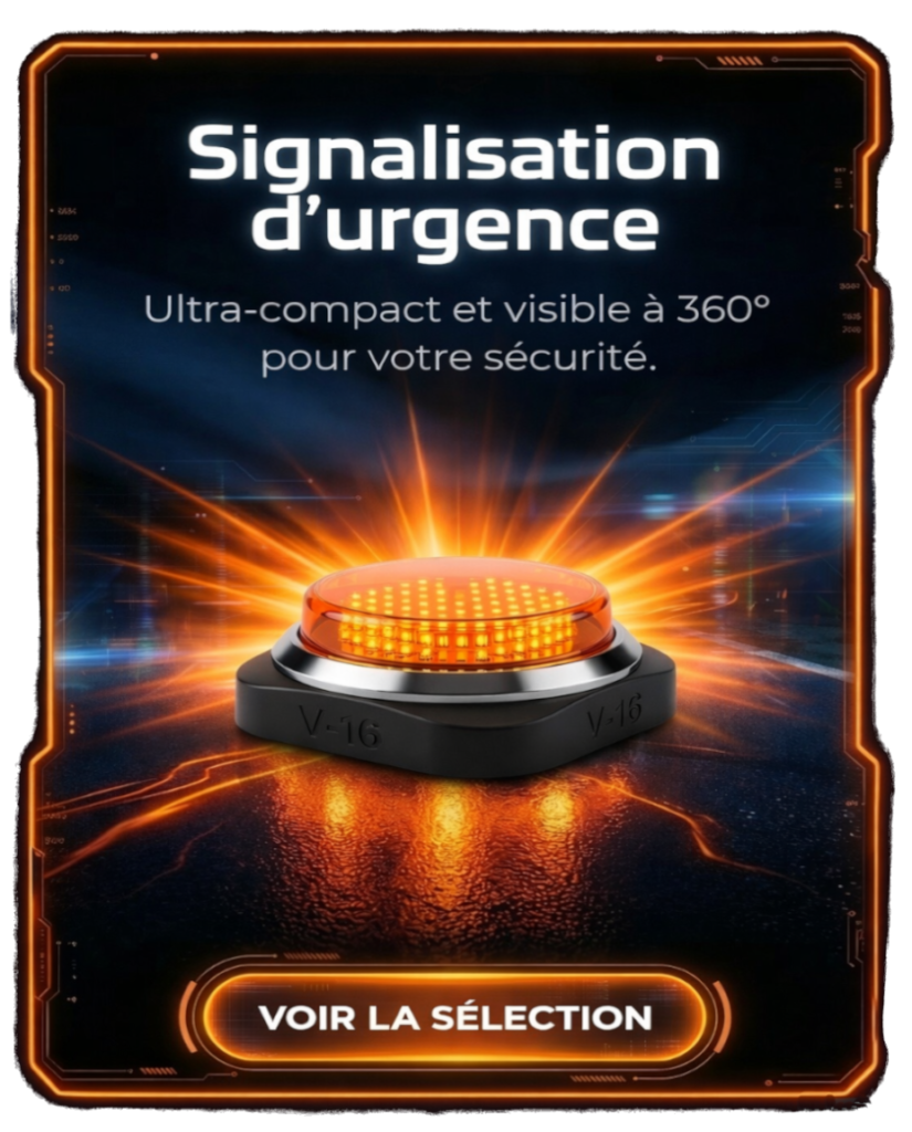 Gyrophare V16 LED orange 360 degrés pour signalisation d’urgence automobile